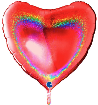 XXL Folienballon Figur - Herz Rot, Glimmer - 91cm